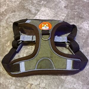 Durable Green Dog Harness with Brown Trim